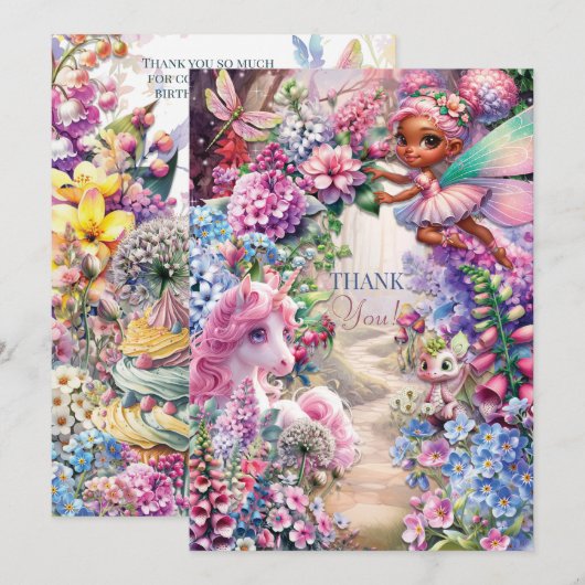 Fairy Unicorn Merci note (Devant / Derrière)