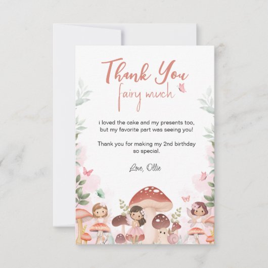 Fairy verjaardag, betoverde grillige tuin bos bedankkaart (Voorkant)