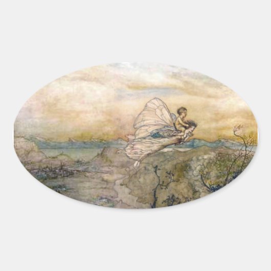 Fairy vliegt weg met kind Sticker (Voorkant)