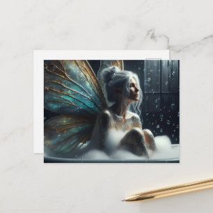 Fairy Vrouw Grijs Haar In Het Bubblebath Briefkaart