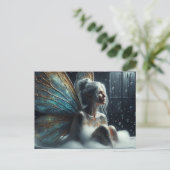 Fairy vrouw met grijs haar neemt een bad briefkaart (Staand voorkant)