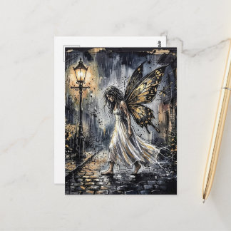 Fairy Walking in the Rain Briefkaart