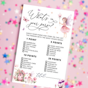 Fairy Wat zit er in je tas Baby shower spel