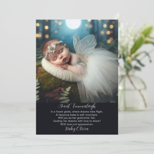 Fairy Whispers - Uitnodiging van een peetmoeder (Staand voorkant)