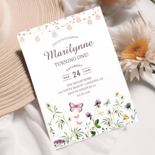 Fairy Wildflower Garden 1e verjaardag Kaart