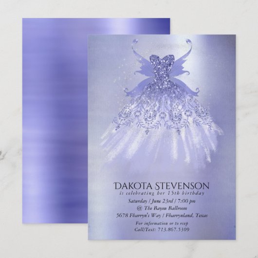 Fairy Wing Lavender Gown | Paarse iriserende glans Kaart (Voorkant / Achterkant)