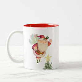 Fairy Wing Santa Two-Tone gepersonaliseerde koffie Tweekleurige Koffiemok
