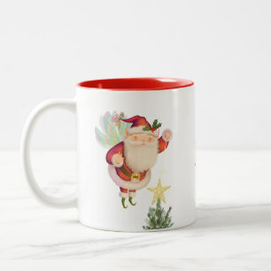 Fairy Wing Santa Two-Tone gepersonaliseerde koffie Tweekleurige Koffiemok