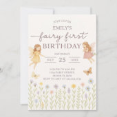 Fairy Wings First Birthday Invitation (Devant)