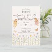 Fairy Wings First Birthday Invitation (Debout devant)