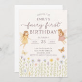 Fairy Wings First Birthday Invitation (Devant / Derrière)