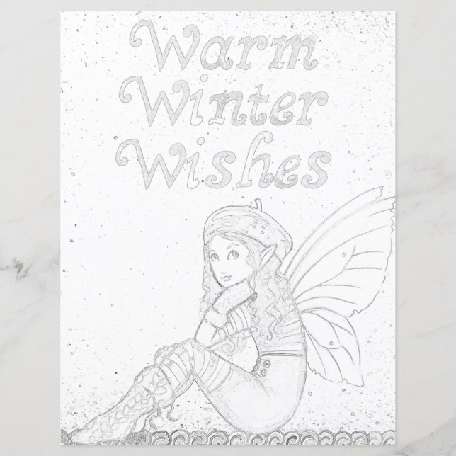 Fairy Winter Yuletide Pagan Coloring Page Paper (Voorkant)
