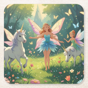 Fairy Wonderland Collectie Vierkante Kartonnen Onderzetter