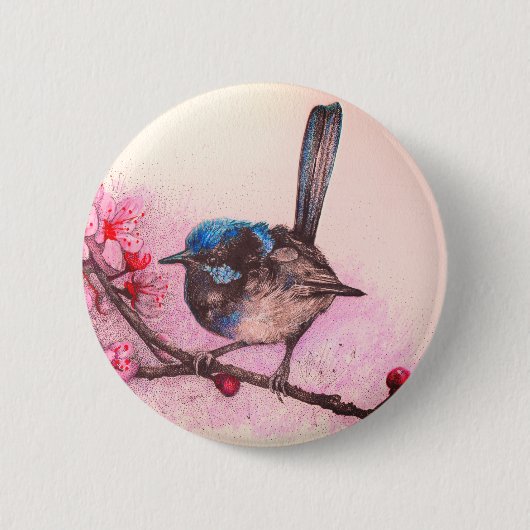 Fairy Wren Badge Ronde Button 5,7 Cm (Voorkant)