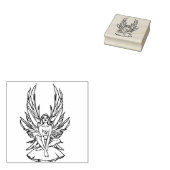 Fairy zitten op een paddenstoel 	rubberstempel (Gestempeld)