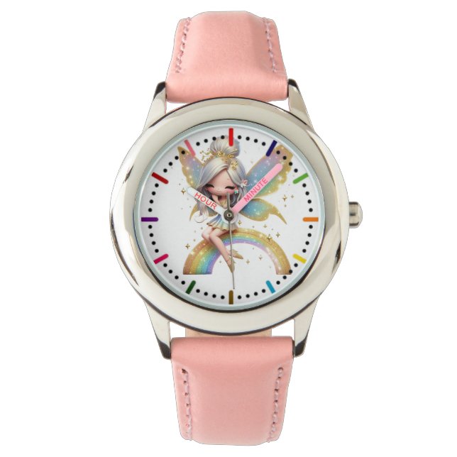 Fairy zittend op een regenboog horloge (Voorkant)