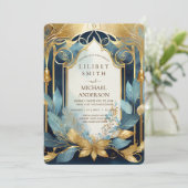 FAIRYCORE FAIRE-PART DE MARIAGE FAIRYTALE OR TURQU (Debout devant)