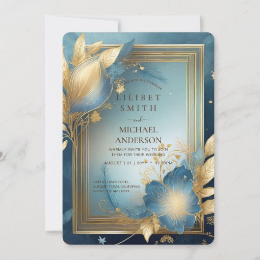 FAIRYCORE FAIRE-PART DE MARIAGE FAIRYTALE OR TURQU (Devant)