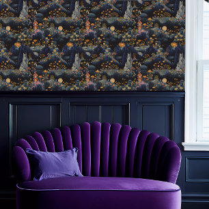 Fairycore Fantasy Berg met Huis Behang