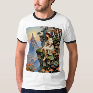 Fairycore Girl Cliffside Mushroom Castle Shirt