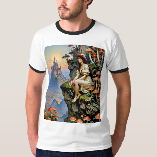Fairycore Girl Cliffside Mushroom Castle Shirt (Voorkant)