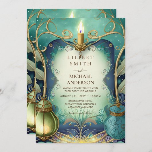 FAIRYCORE MARIAGE INVITATIONS STORYBOOK FAIRYTALE (Devant / Derrière)