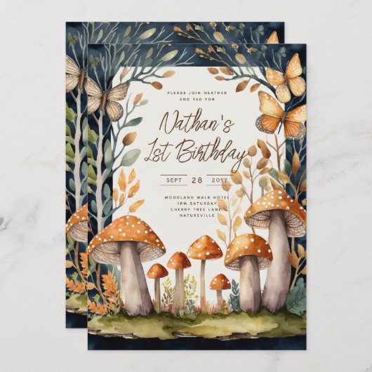 FAIRYCORE NATUUR BABYSYMPHONIE 1E VERJAARDAG ELKE KAART (Voorkant / Achterkant)