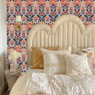 Fairycore Perzik, Geel, en Blauwe Bloemen Behang