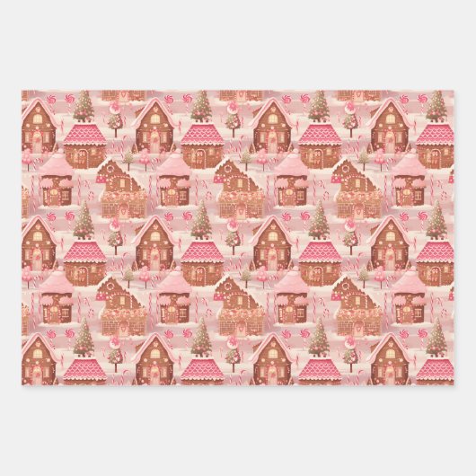 Fairycore Roze Kerstscènes Coördinerende Inpakpapier Vel (Voorkant 3)