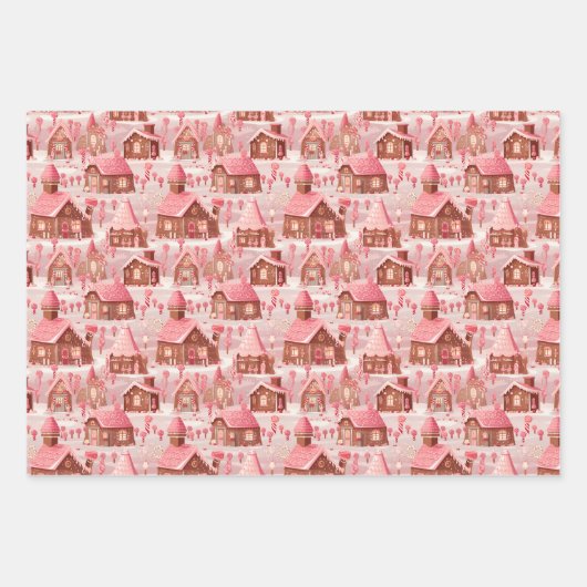 Fairycore Roze Kerstscènes Coördinerende Inpakpapier Vel (Voorkant 2)