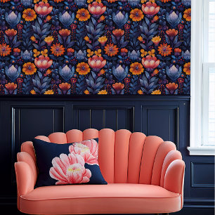 Fairycore Whimsical Sinaasappel, Rood, en Blauwe B Behang