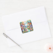 Fairyland magisch kasteel vierkante sticker (Envelop)