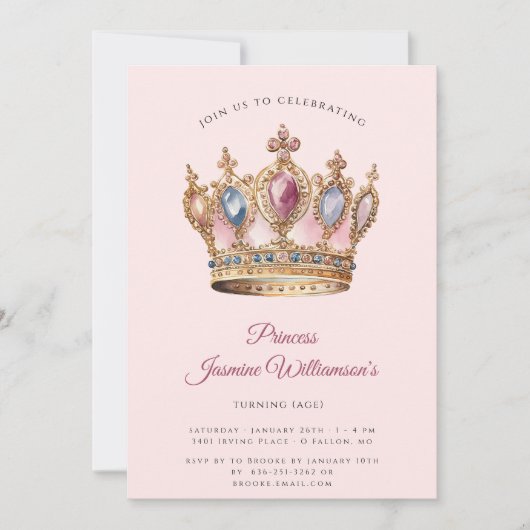 Fairytail prinses verjaardagsfeest kaart (Voorkant)