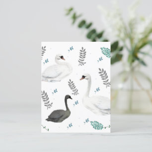 Fairytale afbeelding van zwaan Folk Botanisch Briefkaart