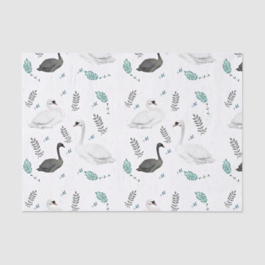Fairytale afbeelding van zwaan Folk Botanisch Tissuepapier (Voorkant)
