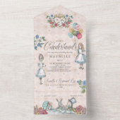 Fairytale Alice in ONEderland Birthday Tea Party All In One Uitnodiging (Binnen)