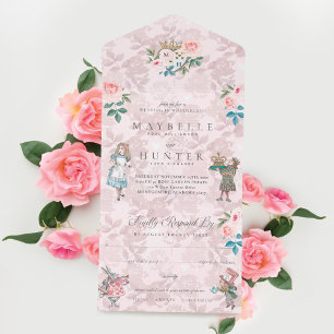 Fairytale  Alice in Wonderland Storybook All In One Uitnodiging