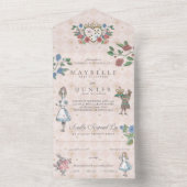 Fairytale  Alice in Wonderland Storybook All In One Uitnodiging (Binnen)