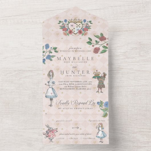 Fairytale  Alice in Wonderland Storybook All In One Uitnodiging (Binnen)