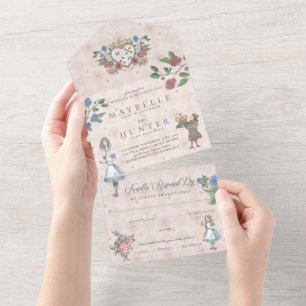 Fairytale Alice in Wonderland Storybook All In One Uitnodiging