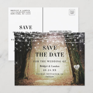 Fairytale betoverende bosgolden Save the Date Aankondigingskaart