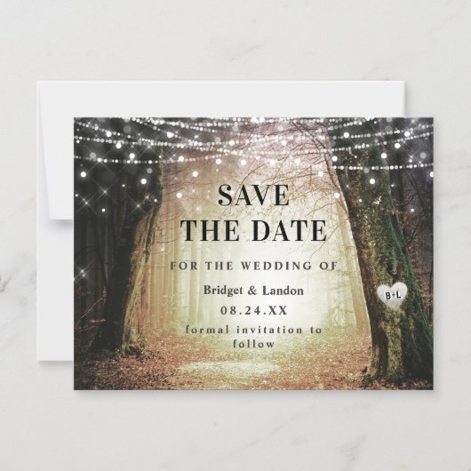 Fairytale betoverende bosgolden Save the Date Magnetische Uitnodiging (Voorkant)