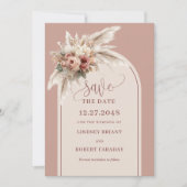 Fairytale Boho Dusty Pink Floral Save the Date Kaart (Voorkant)