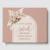 Fairytale Boho Dusty Pink Pampas Floral Arch 16th Gastenboek (Voorkant)