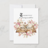 Fairytale Book Pink Rose Baby Shower Bedankkaart (Voorkant)