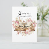 Fairytale Book Pink Rose Baby Shower Bedankkaart (Staand voorkant)