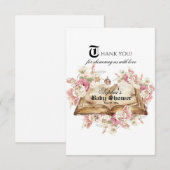 Fairytale Book Pink Rose Baby Shower Bedankkaart (Voorkant / Achterkant)