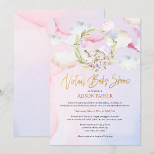 Fairytale boskonijnenroze   Virtueel Baby shower Kaart