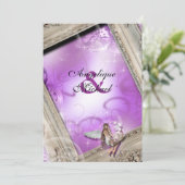 Fairytale bruiloft paars kaart (Staand voorkant)