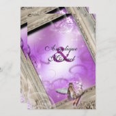 Fairytale bruiloft paars kaart (Voorkant / Achterkant)